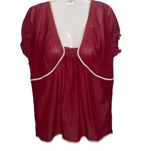 Max Studio Top Womens Medium Silk Blend Sheer Fairy Babydoll Vintage 90s Y2K